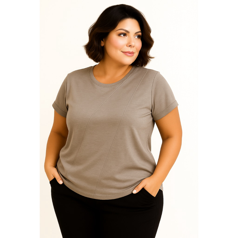 Women’s Plus Size Short Sleeve Pleated Crewneck Top – Gray – Size 3XL – NWT